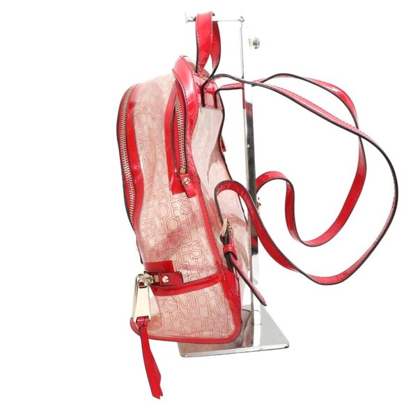 Michael Kors Medium Rhea Clear Zip Backpack Translucent Red Trim Logo MSRP $228 - Picture 4 of 8